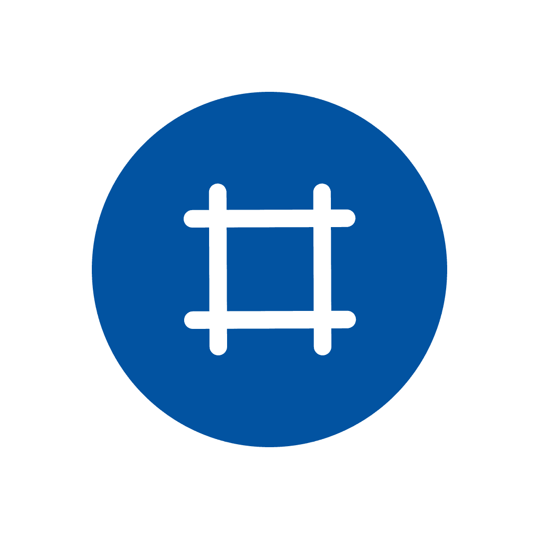 Kehys-ikoni, joka symboloi valmiin taideteoksen ripustamista.