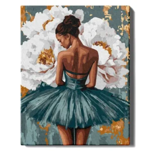 Ballerina ja valkoisia kukkia