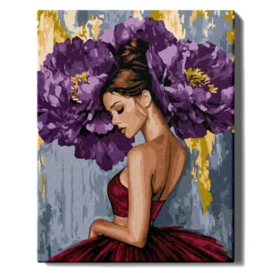 Ballerina ja violetit kukat