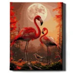 numeromaalaus-Flamingoja ja kuu-numerotaide.fi