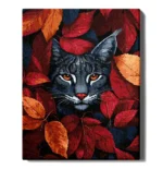 numeromaalaus-Ilves lehtien joukossa-numerotaide.fi