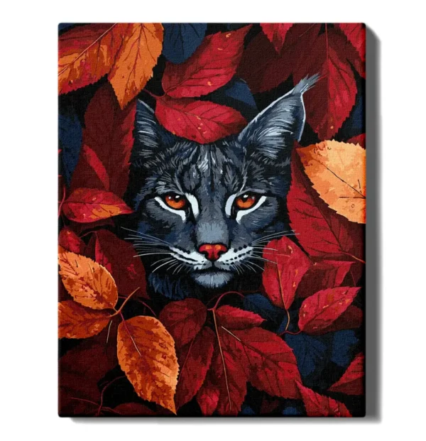 numeromaalaus-Ilves lehtien joukossa-numerotaide.fi