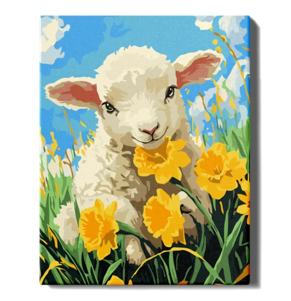 numeromaalaus-Karitsa ja narsissit-numerotaide.fi