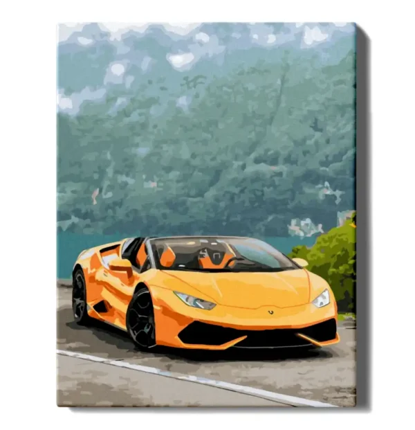 numeromaalaus-Keltainen Lamborghini-numerotaide.fi