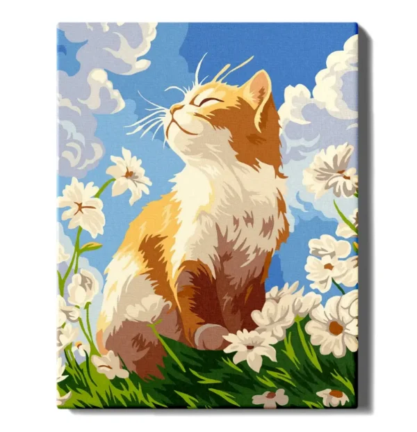 numeromaalaus-Kissa keväällä-numerotaide.fi