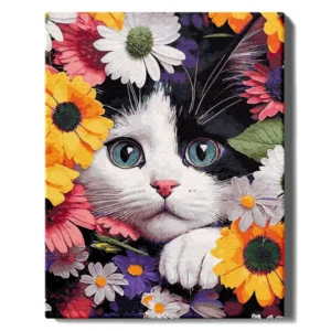 Kissa kukkien joukossa