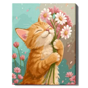 Kissanpentu kukan kanssa