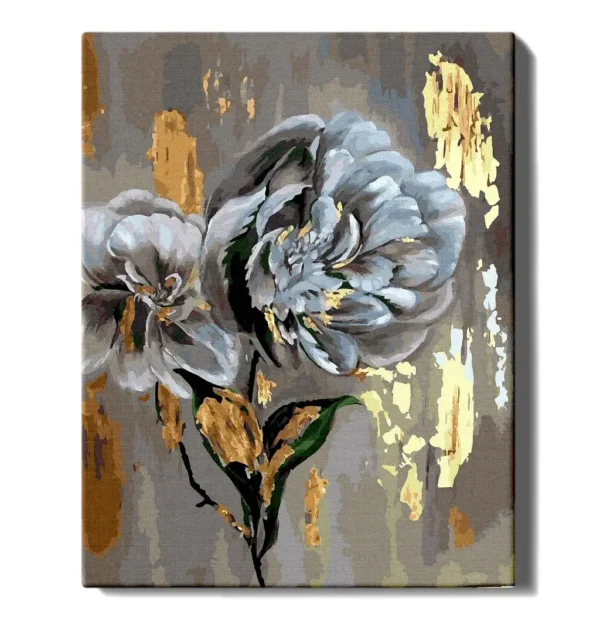 numeromaalaus-Kultaiset kukat-numerotaide.fi