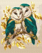 numeromaalaus-Kultaiset pöllöt-numerotaide.fi1