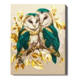 numeromaalaus-Kultaiset pöllöt-numerotaide.fi