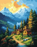 numeromaalaus-Kylä vuorilla-numerotaide.fi1