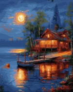 numeromaalaus-Mökki järven rannalla-numerotaide.fi1