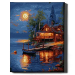 Mökki järven rannalla