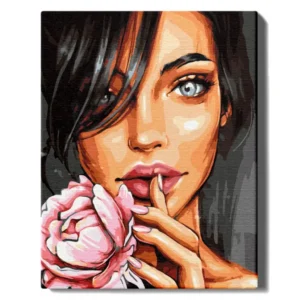 Muotokuva pionin kanssa