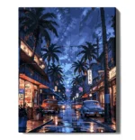 numeromaalaus-Palmuja yöllä-numerotaide.fi