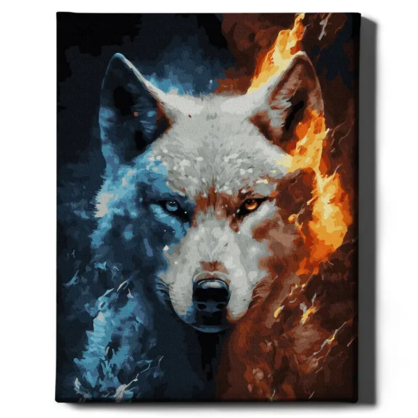 numeromaalaus-Tulen ja jään susi-numerotaide.fi