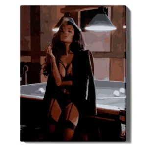 Tyttö biljardipöydän ääressä