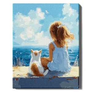 Tyttö ja kissanpentu