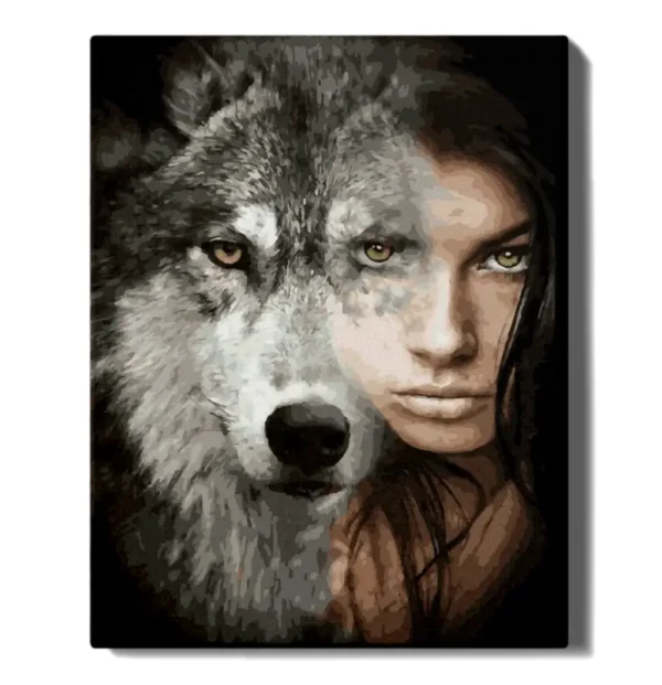 numeromaalaus-Tyttö ja susi-numerotaide.fi