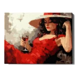 numeromaalaus-Tyttö ja viinilasi-numerotaide.fi