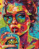 numeromaalaus-Tyttö juo limonadia-numerotaide.fi1