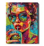 numeromaalaus-Tyttö juo limonadia-numerotaide.fi