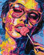 numeromaalaus-Tyttö karkkien kanssa-numerotaide.fi1