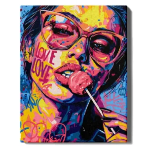 Tyttö karkkien kanssa