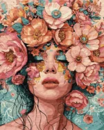 numeromaalaus-Tyttö kukissa-numerotaide.fi1