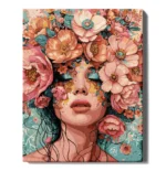 numeromaalaus-Tyttö kukissa-numerotaide.fi