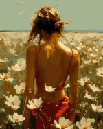 numeromaalaus-Tyttö kukkien keskellä-numerotaide.fi1