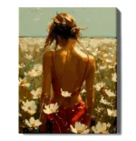 numeromaalaus-Tyttö kukkien keskellä-numerotaide.fi