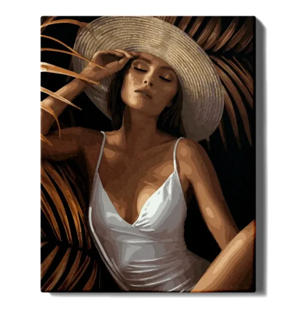 numeromaalaus-Tyttö kultaisten lehtien keskellä-numerotaide.fi