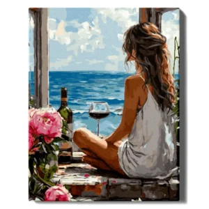 Tyttö meren rannalla