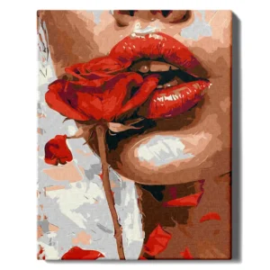 Tyttö ruusun kanssa