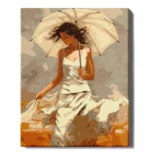 numeromaalaus-Tyttö sateenvarjon kanssa-numerotaide.fi