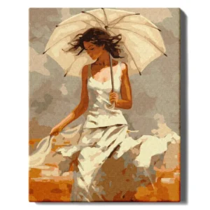 Tyttö sateenvarjon kanssa