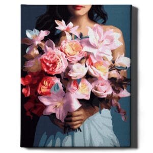 Vaaleanpunaisten kukkien kimppu