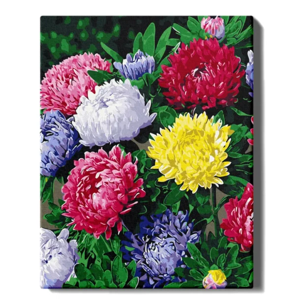 numeromaalaus-Värikkäät asterit-numerotaide.fi