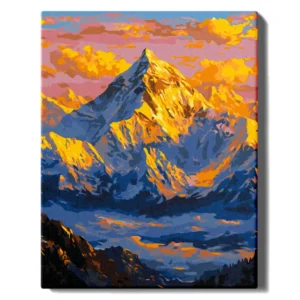 Auringonlasku vuoristossa
